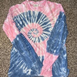 Pink white and blue tie dye